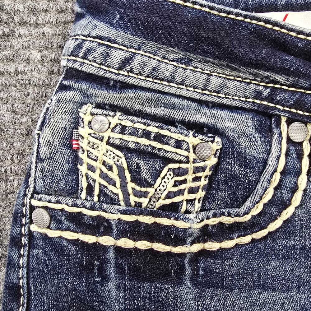 Vigoss Capri Womens 8 Blue Distressed Flap Pocket Stretch - Picture 6 of 9